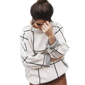 ELIE TAHARI Windowpane Black White Sweater